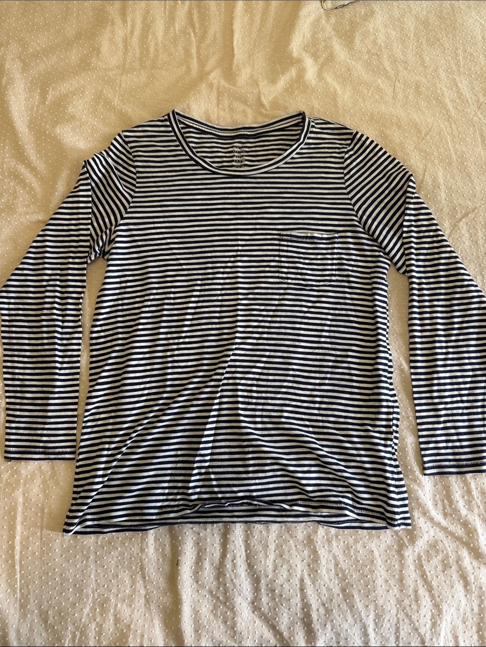Striped Long Sleeve Tee - Navy & White